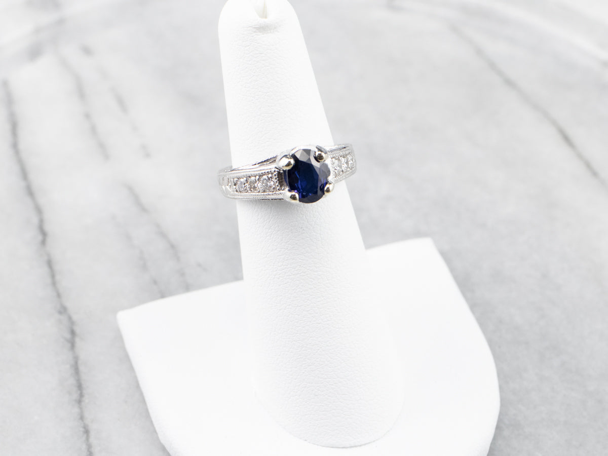 Platinum Sapphire and Diamond Ring