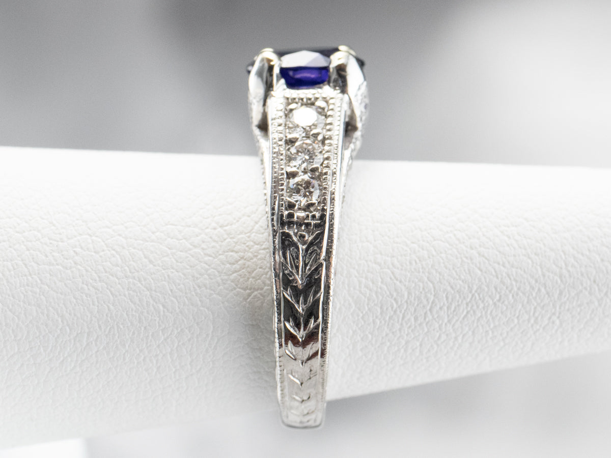 Platinum Sapphire and Diamond Ring