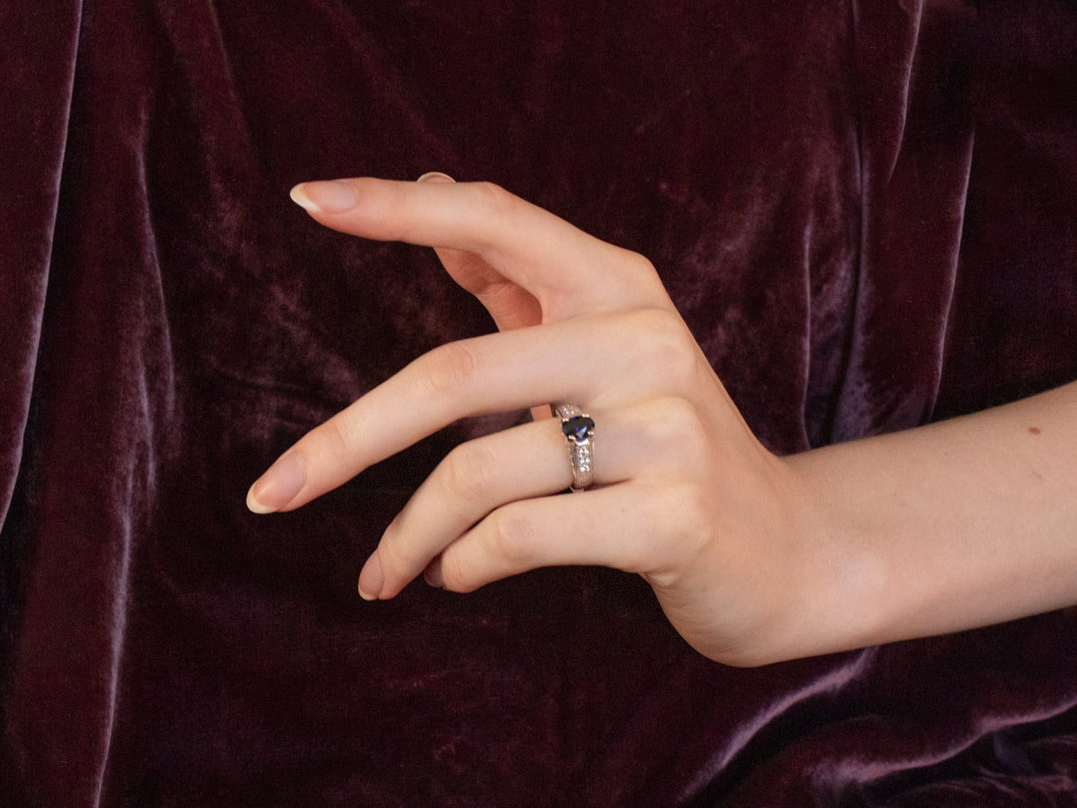 Platinum Sapphire and Diamond Ring