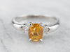 Yellow Sapphire Platinum and Diamond Ring
