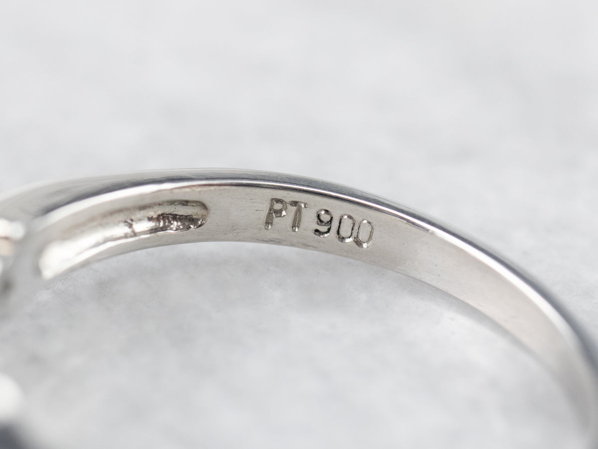 Yellow Sapphire Platinum and Diamond Ring