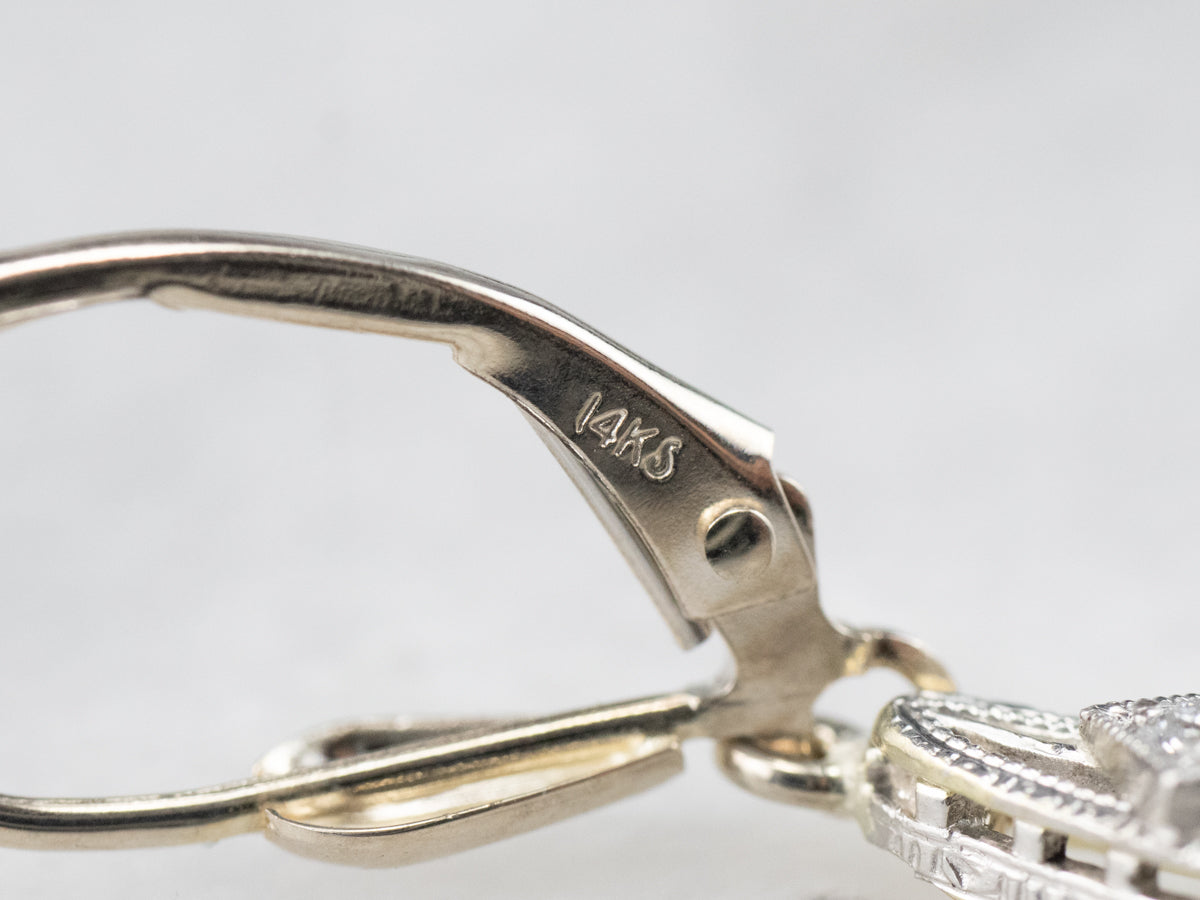 Pendientes colgantes de filigrana de diamantes y granate piropo