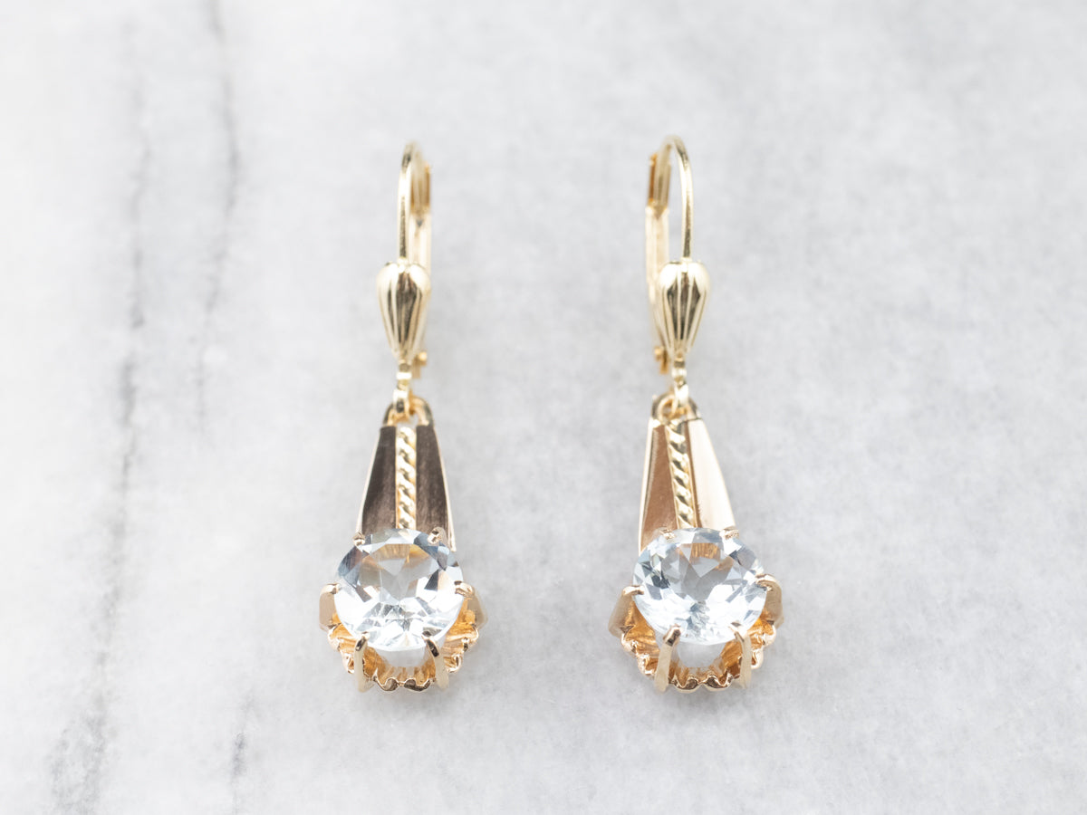 Vintage Style Aquamarine Drop Earrings