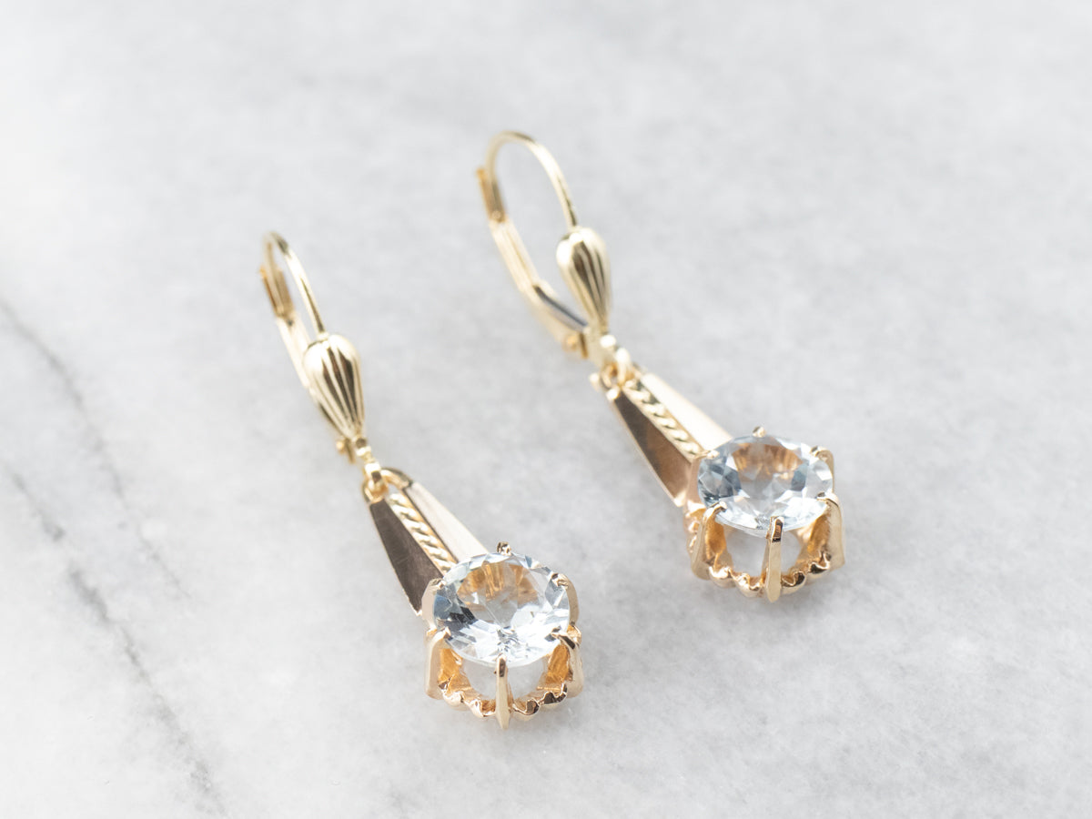 Vintage Style Aquamarine Drop Earrings
