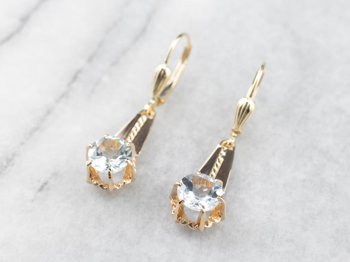 Vintage Style Aquamarine Drop Earrings