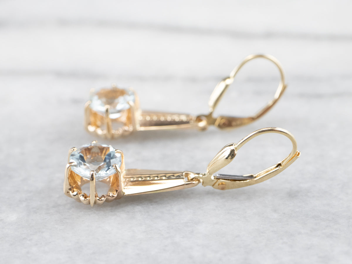 Vintage Style Aquamarine Drop Earrings