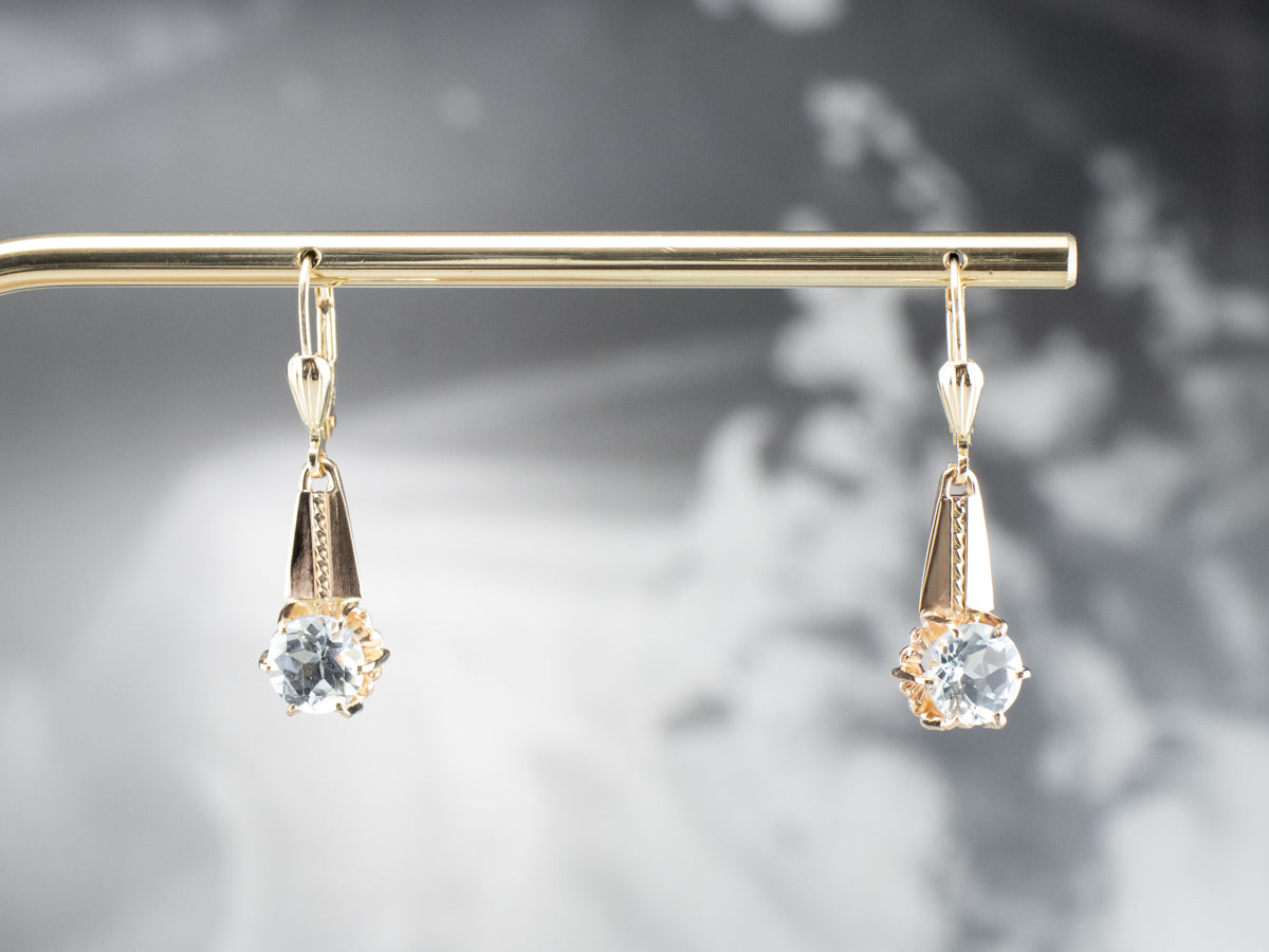 Vintage Style Aquamarine Drop Earrings