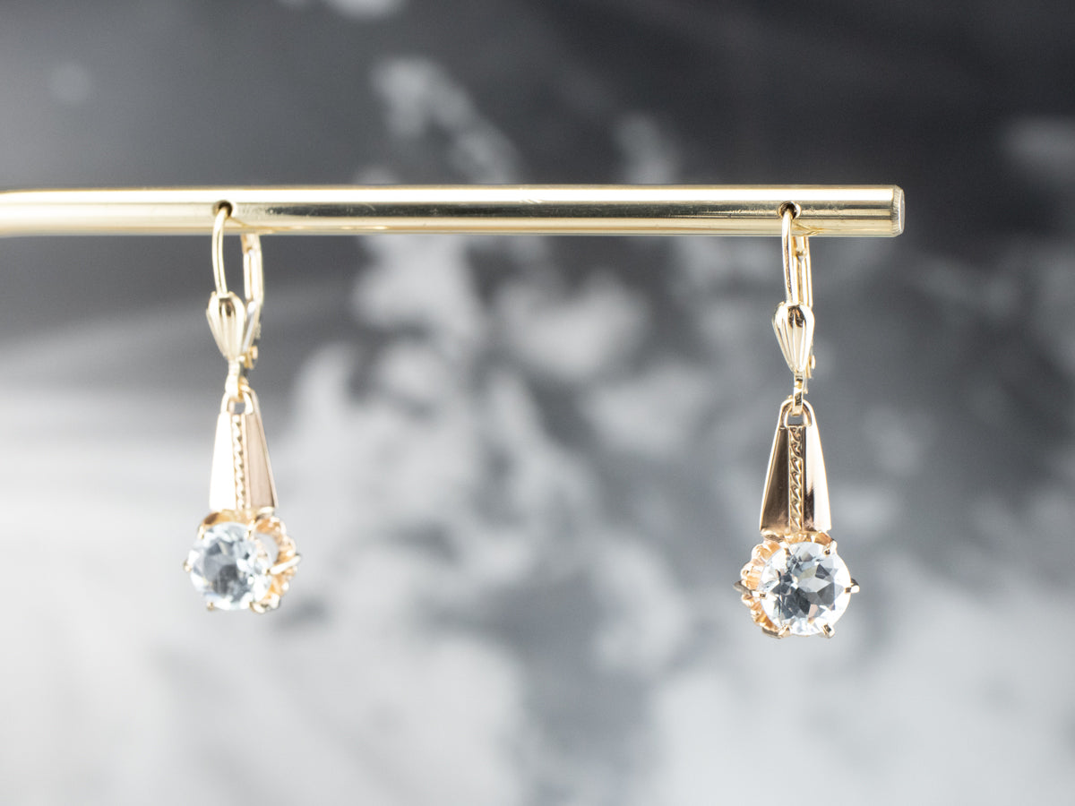 Vintage Style Aquamarine Drop Earrings