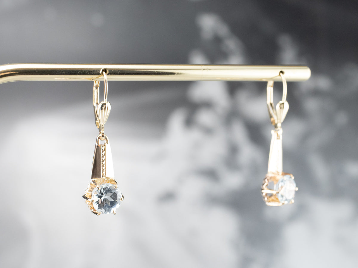 Vintage Style Aquamarine Drop Earrings