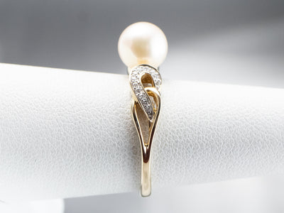 Pearl Diamond Two Tone Gold Ring