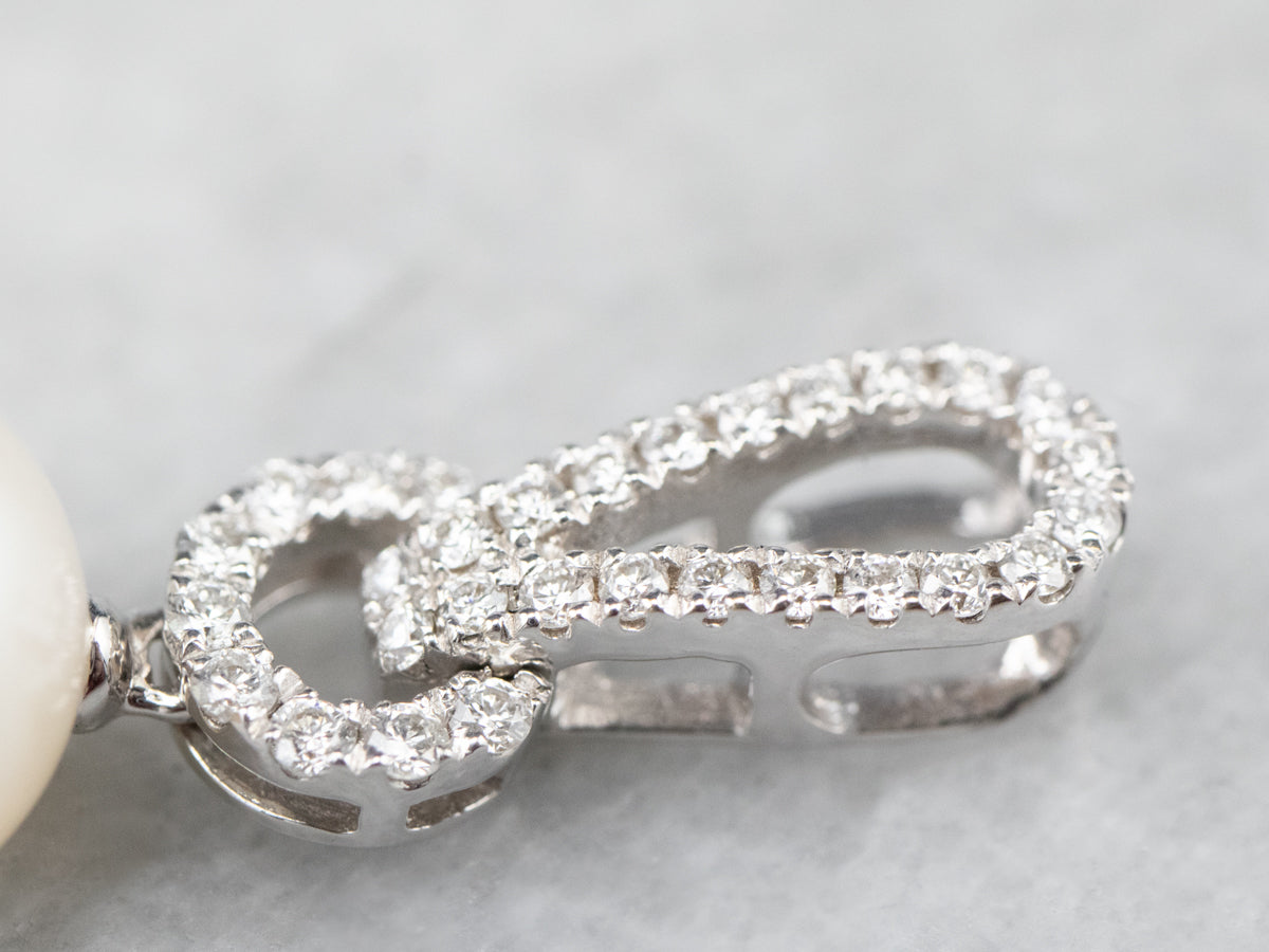 Pearl Diamond White Gold Drop Pendant