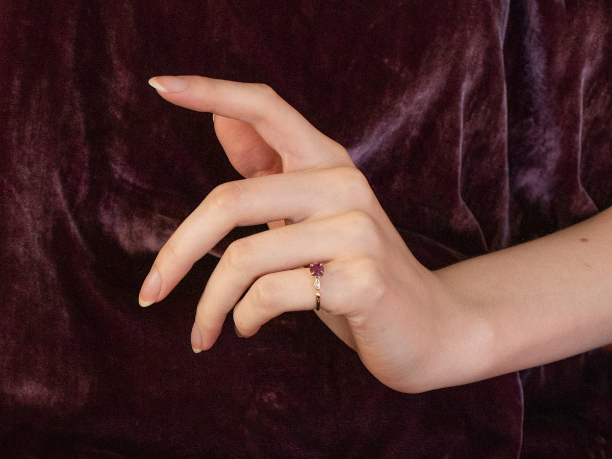 Pink Sapphire and Diamond Two Tone Gold Ring