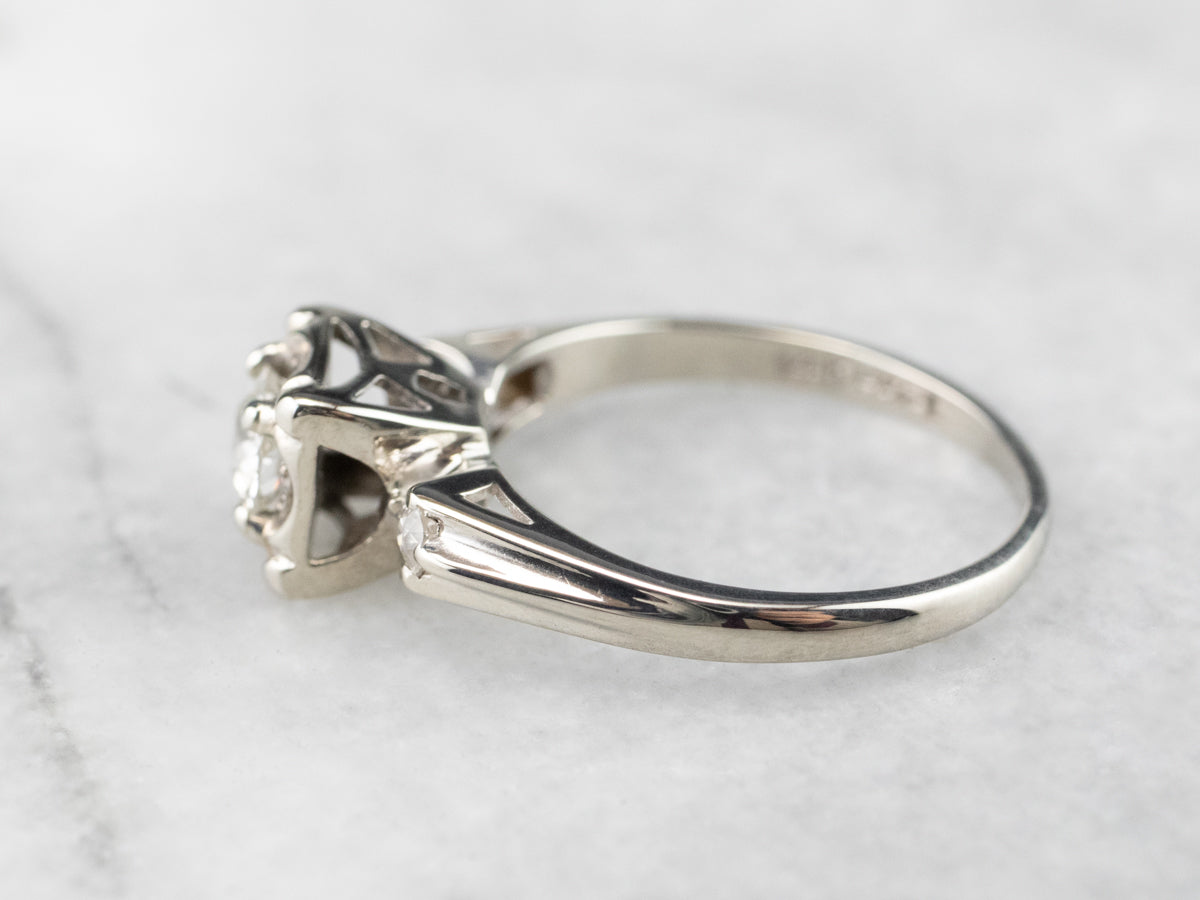 Retro Old Mine Cut Diamond Engagement Ring