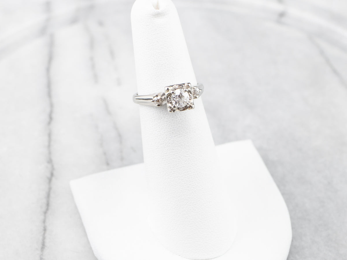 Retro Old Mine Cut Diamond Engagement Ring