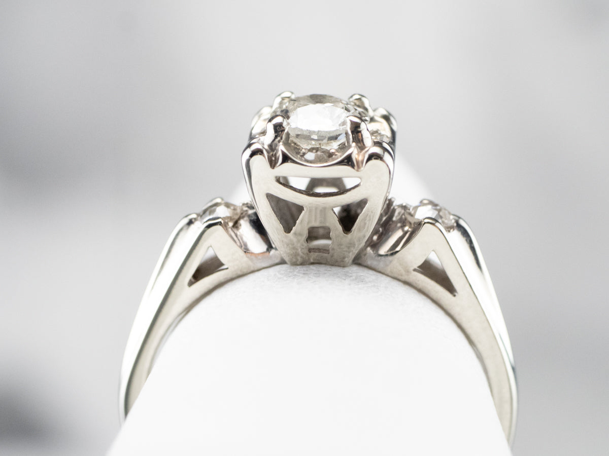 Retro Old Mine Cut Diamond Engagement Ring