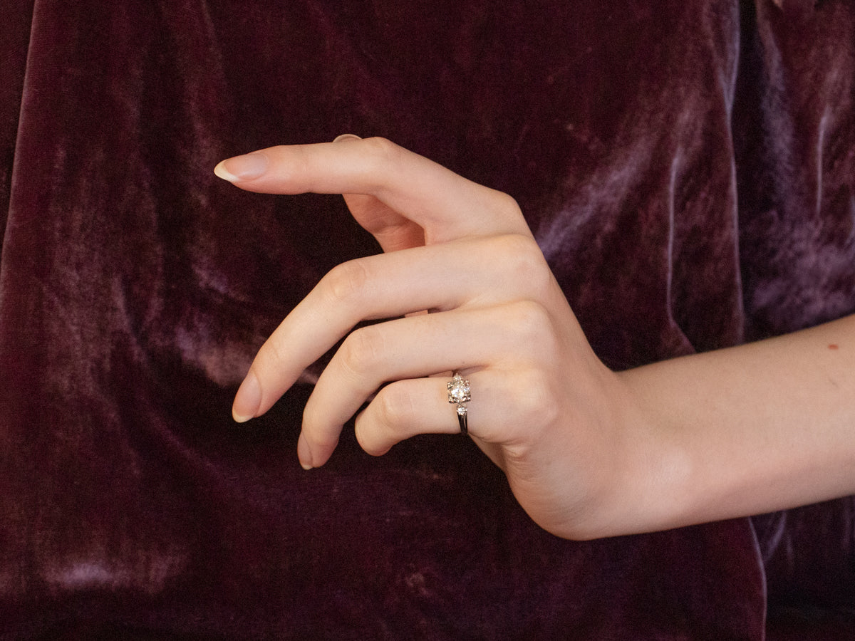 Retro Old Mine Cut Diamond Engagement Ring