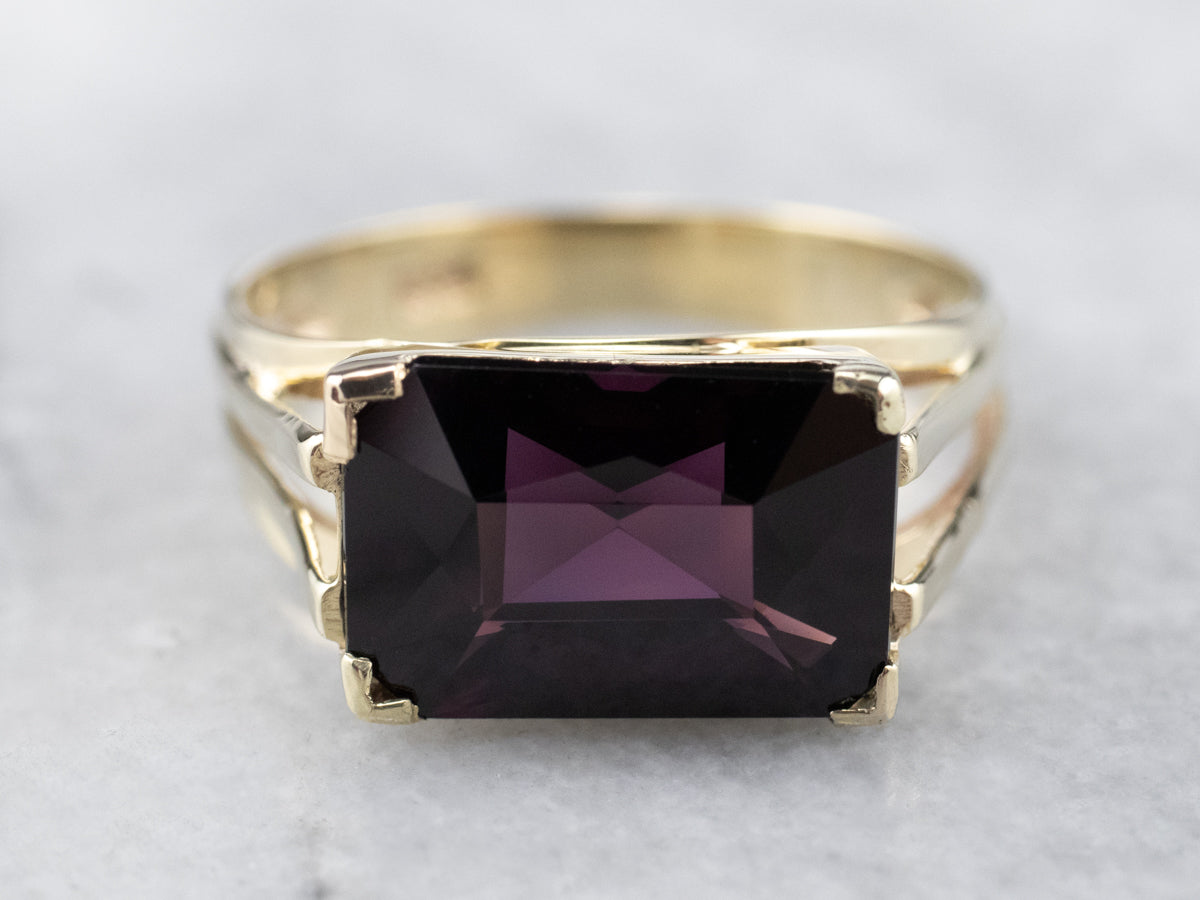 Rhodolite Garnet East to West Gold Statement Ring