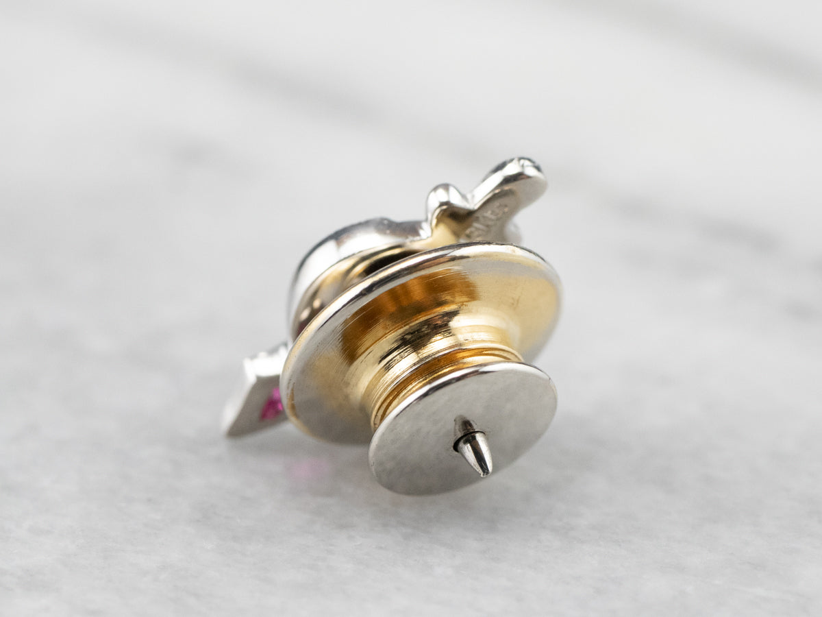 Shriners Diamond and Synthetic Ruby Tie Tack