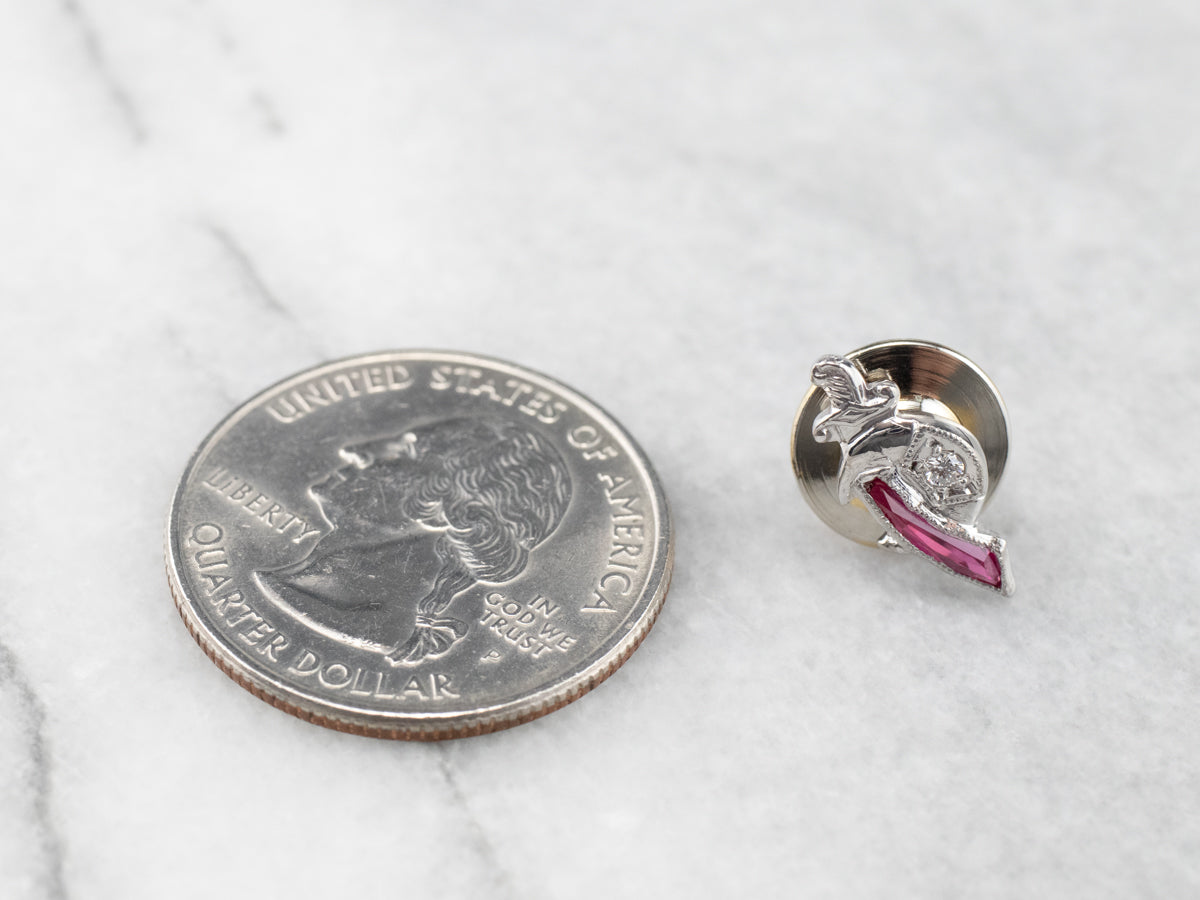 Shriners Diamond and Synthetic Ruby Tie Tack