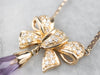 Gold Bow Amethyst and Diamond Necklace