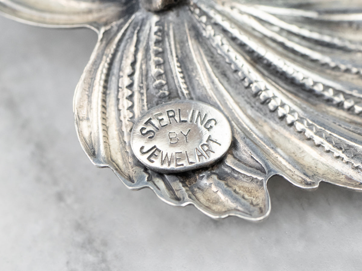 Mixed Metal Mali Garnet Leaf Brooch