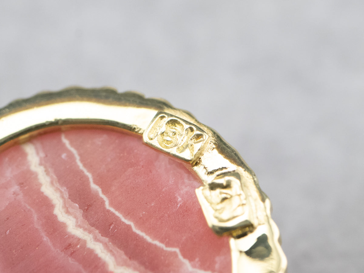 Pendientes colgantes de rodocrosita de oro y diamantes