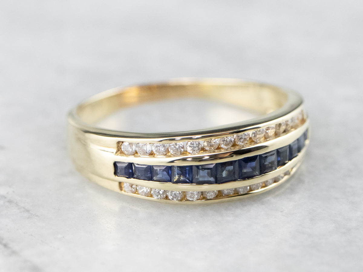 Gold Sapphire and Diamond Band