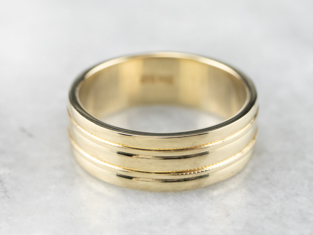 Unisex Stacked Gold Band