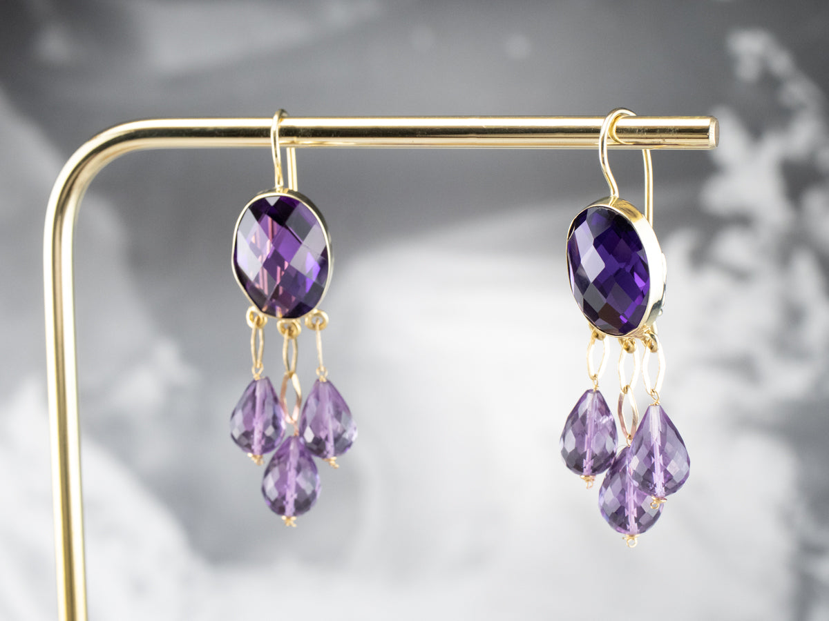 Bold Beaded Amethyst Drop Earrings