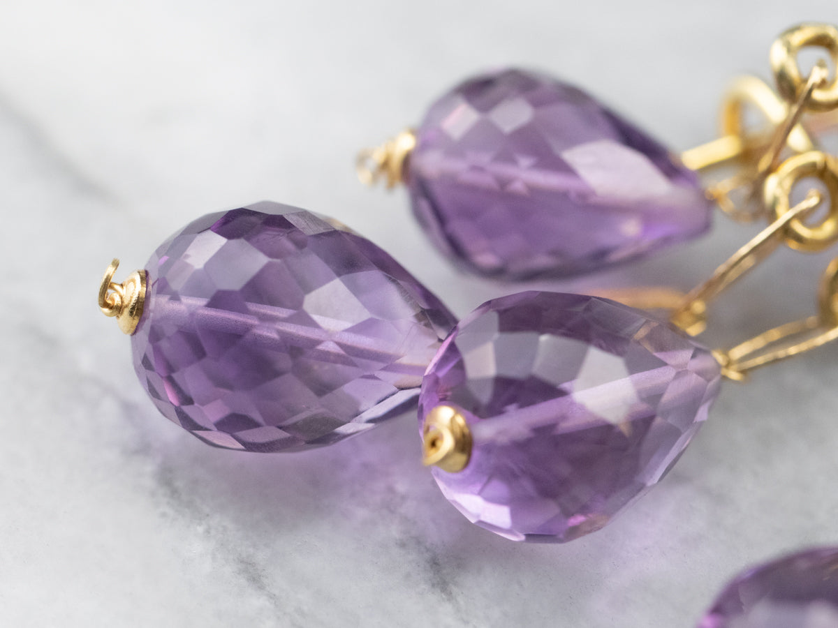 Bold Beaded Amethyst Drop Earrings