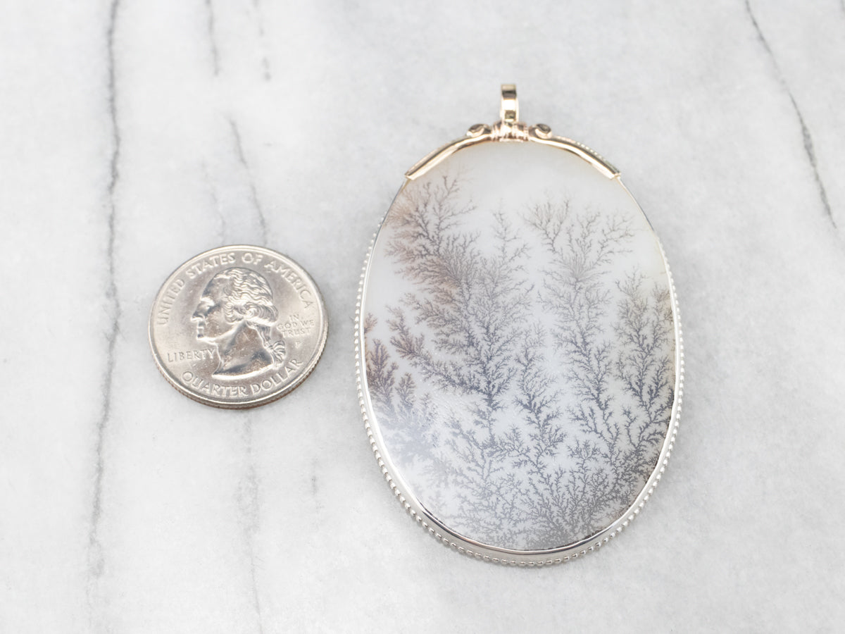 Mixed Metal Shazar Stone Agate Pendant