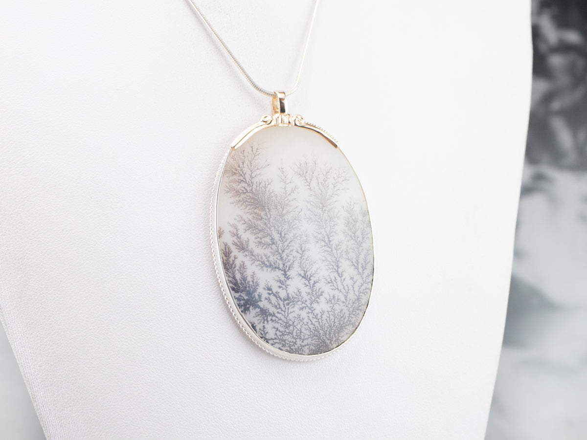 Mixed Metal Shazar Stone Agate Pendant