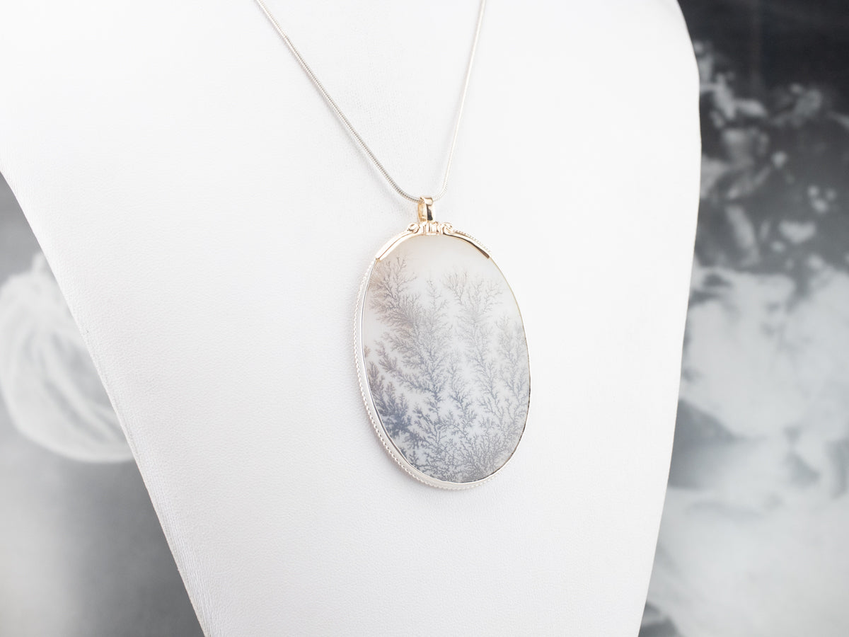 Mixed Metal Shazar Stone Agate Pendant