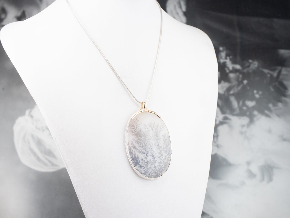 Mixed Metal Shazar Stone Agate Pendant