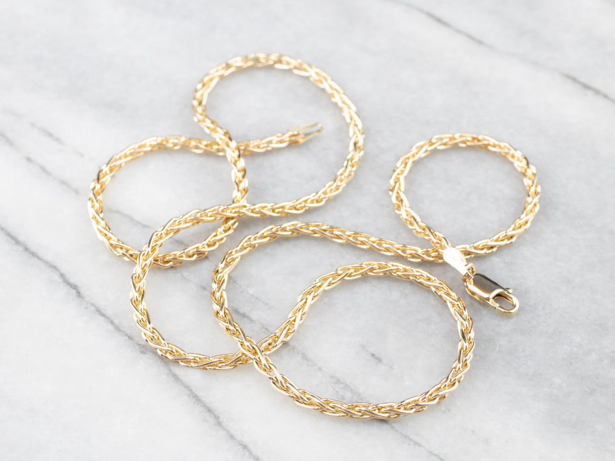 Long 14K Gold Wheat Chain