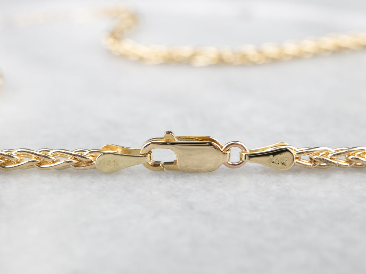 Long 14K Gold Wheat Chain
