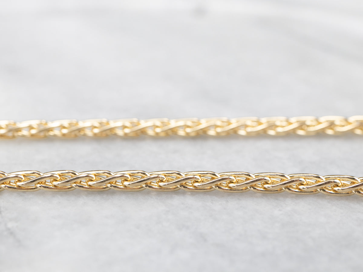 Long 14K Gold Wheat Chain