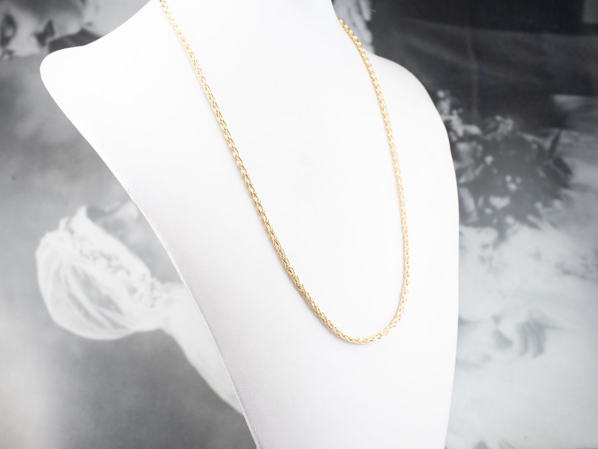 Long 14K Gold Wheat Chain