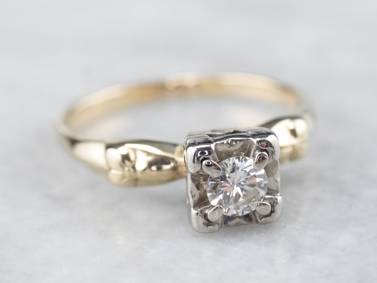 Retro Diamond Gold Engagement Ring