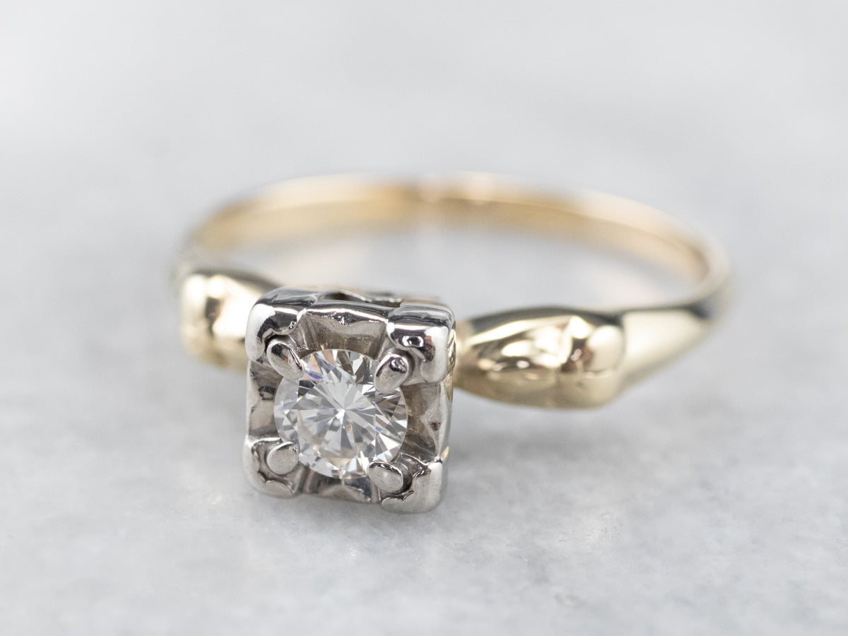 Retro Diamond Gold Engagement Ring