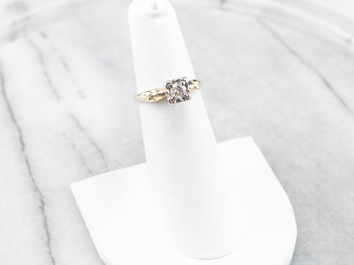 Retro Diamond Gold Engagement Ring