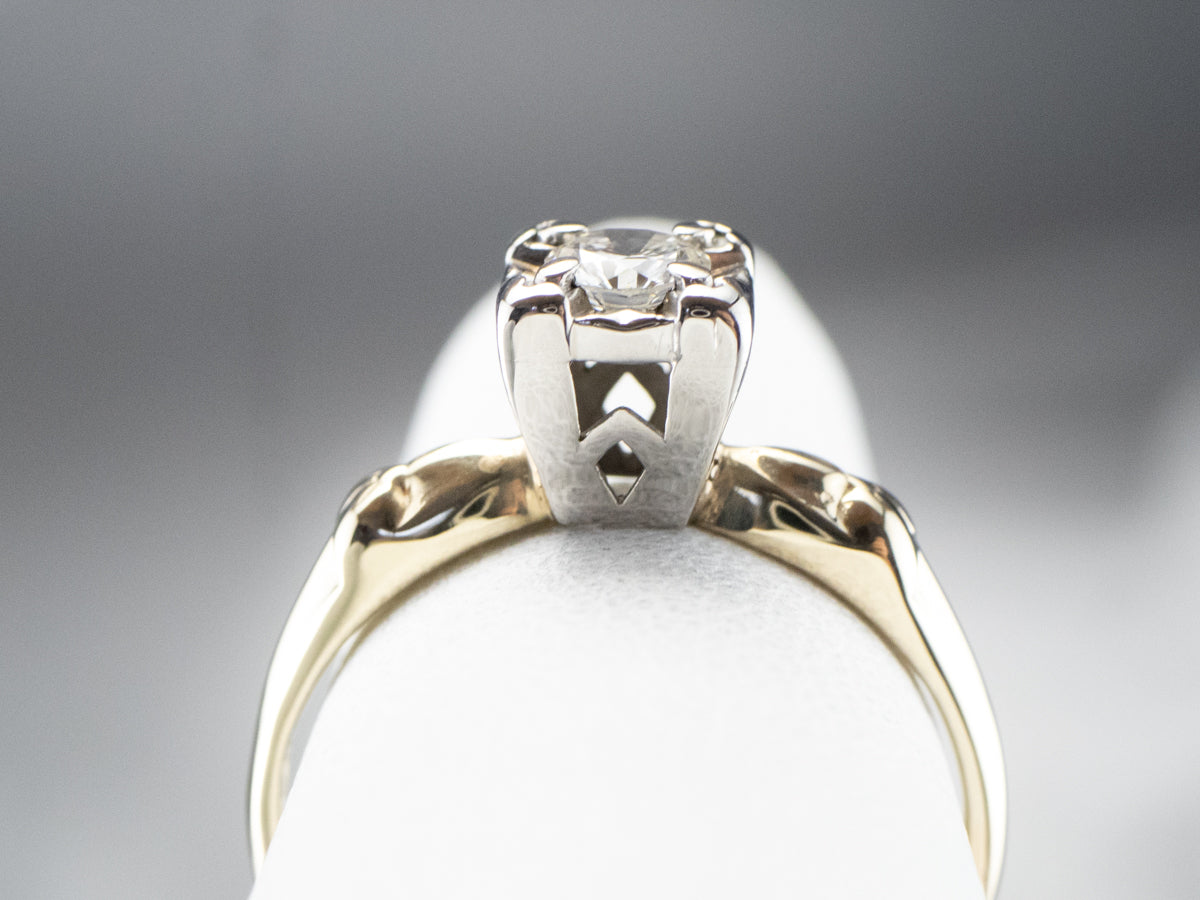 Retro Diamond Gold Engagement Ring