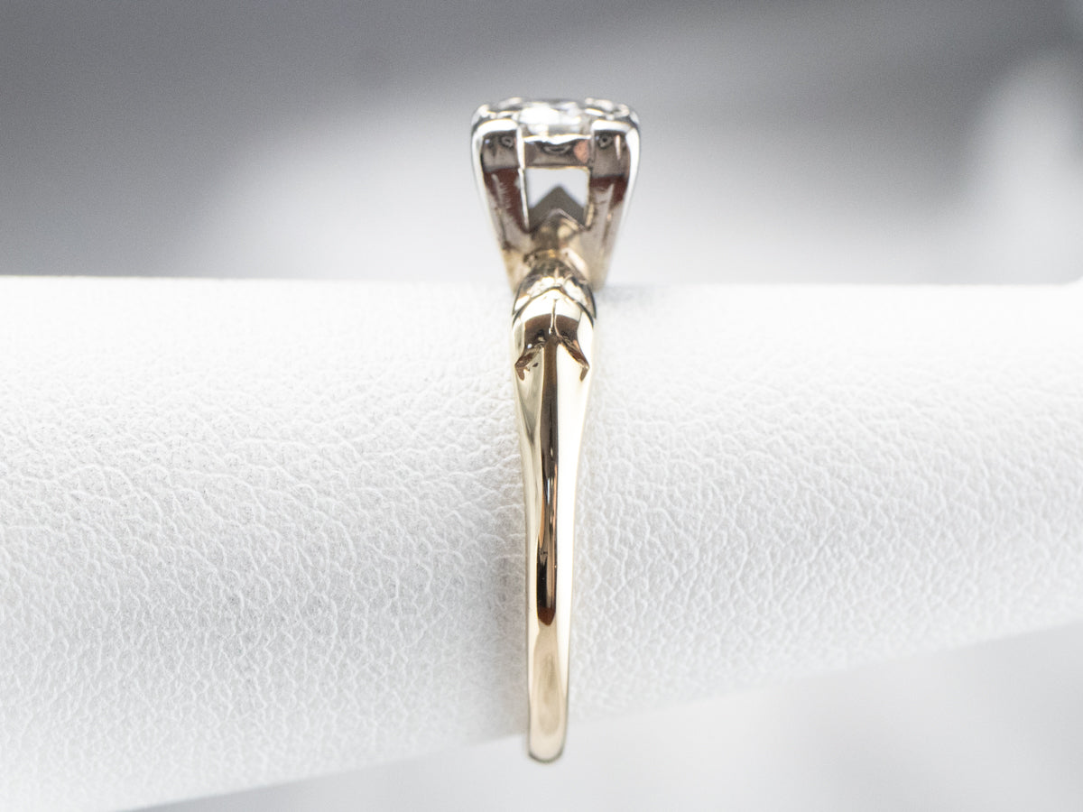 Retro Diamond Gold Engagement Ring