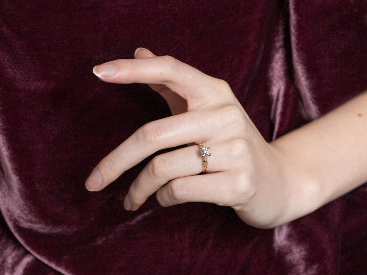 Retro Diamond Gold Engagement Ring