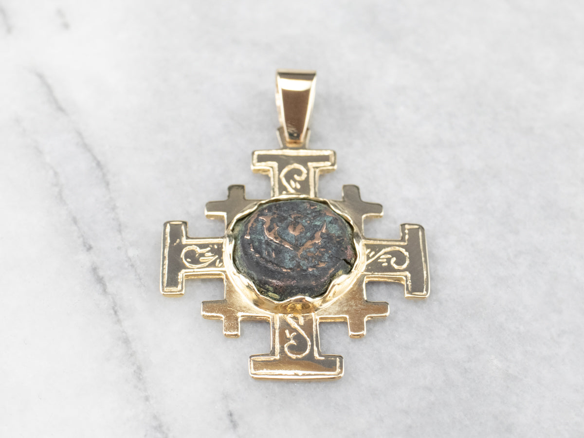 Gold Widow's Mite Coin Cross