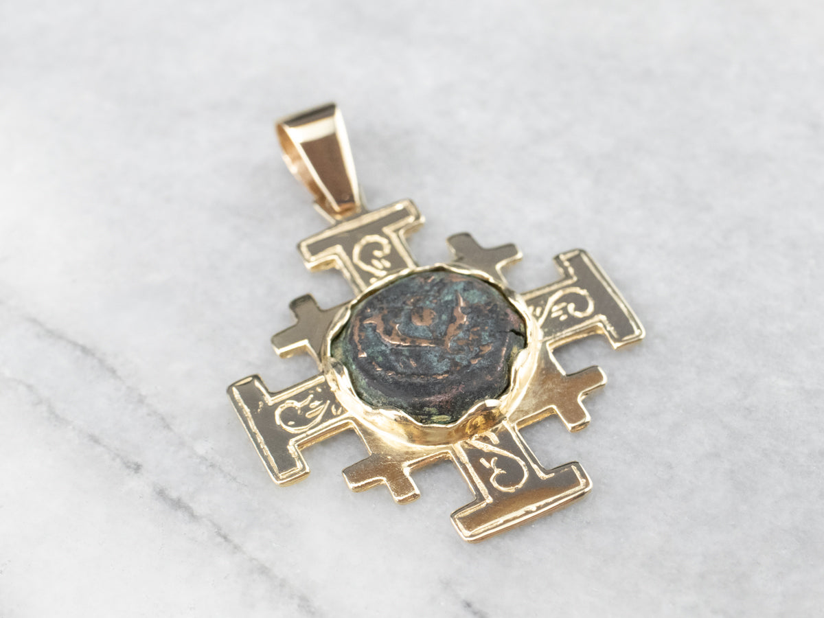 Gold Widow's Mite Coin Cross