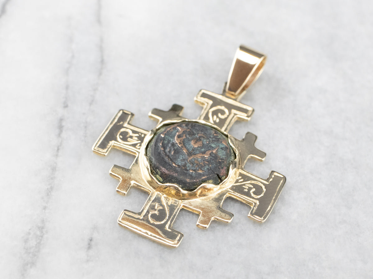 Gold Widow's Mite Coin Cross