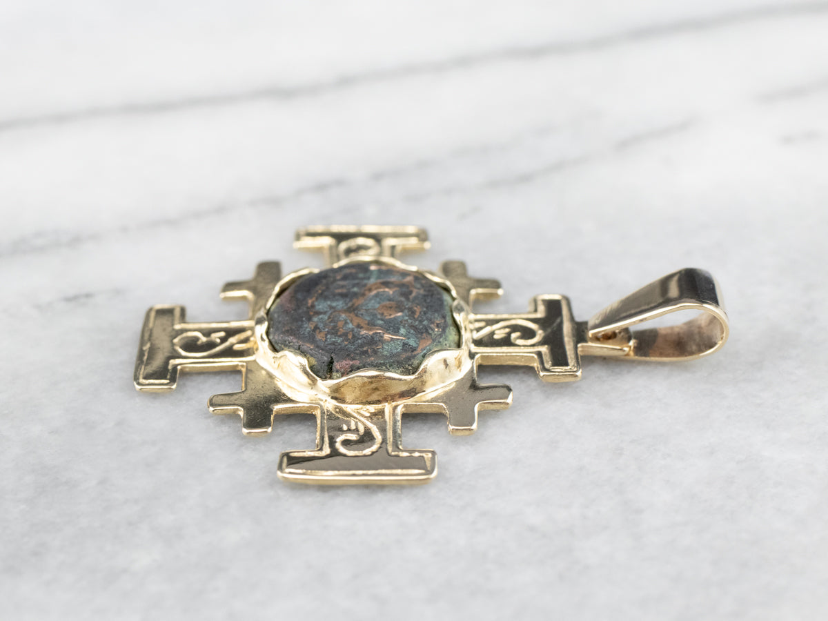 Gold Widow's Mite Coin Cross