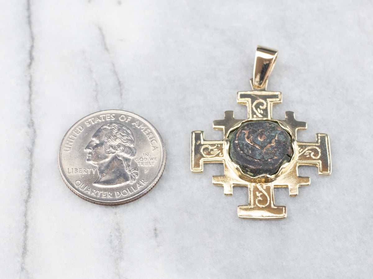 Gold Widow's Mite Coin Cross