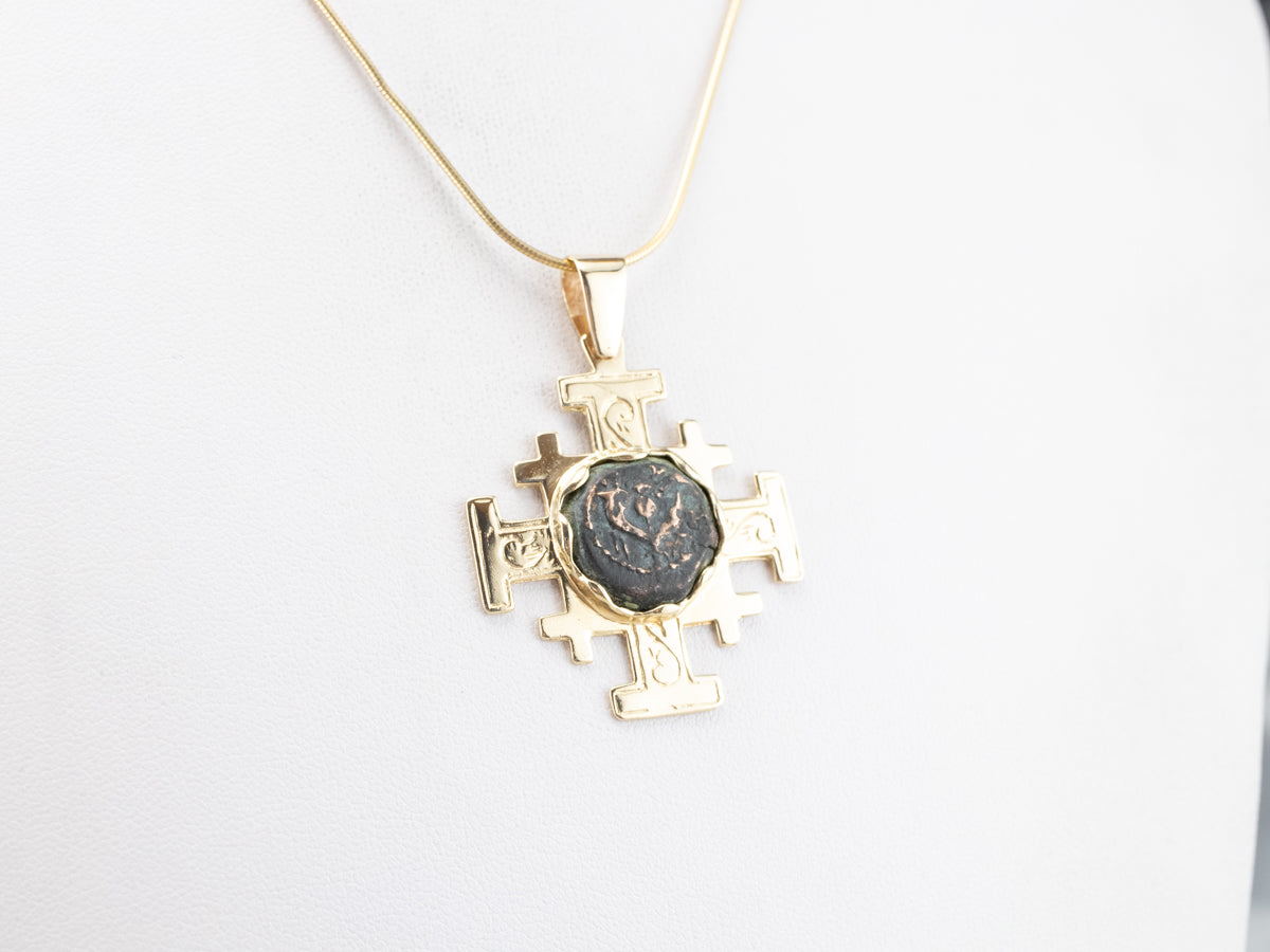 Gold Widow's Mite Coin Cross